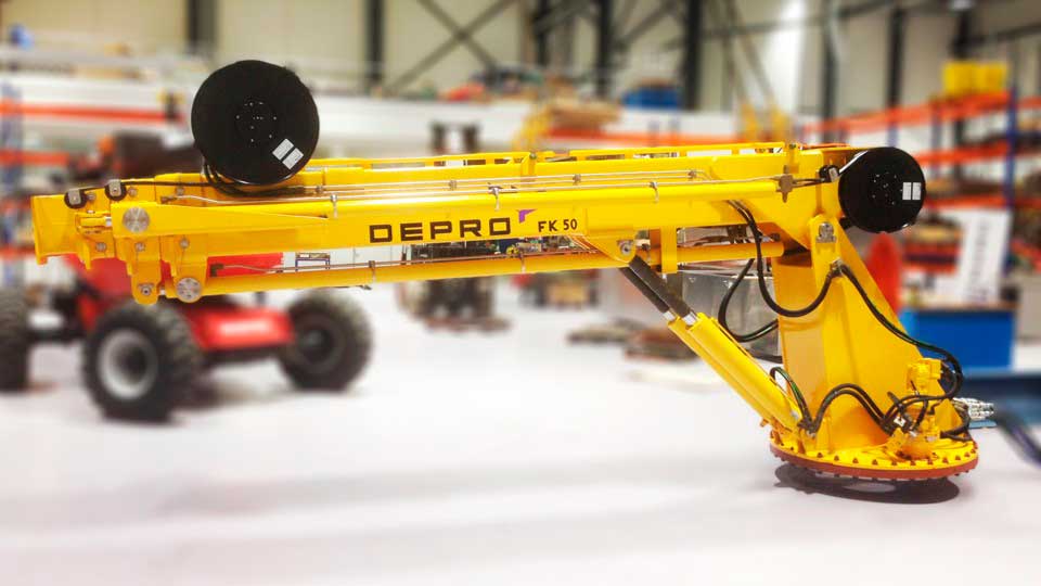 Image of a telescopic crane FK 50 delivered from Depro AS.