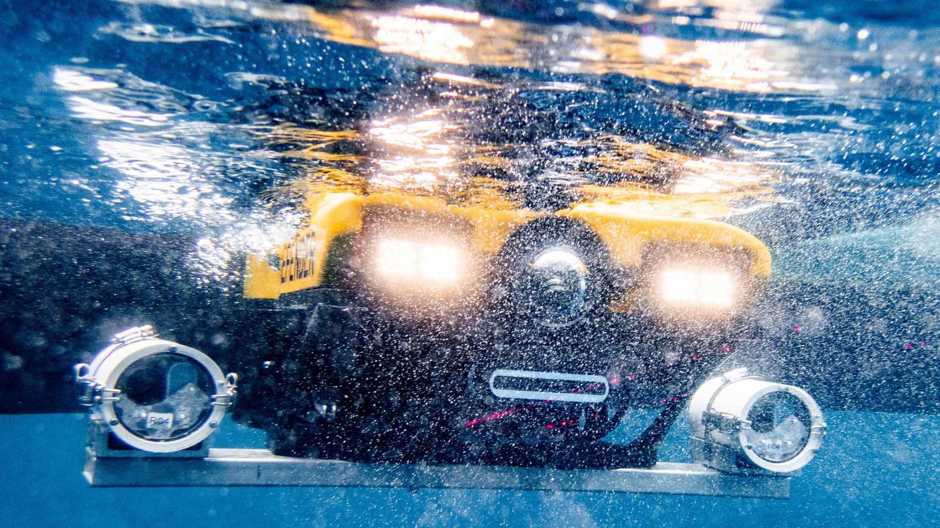 ROV Defender produced by VideoRay LLC in action underwater.