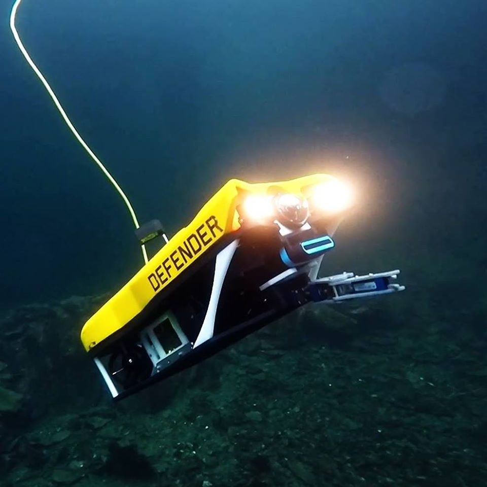 ROV Defender produced by VideoRay LLC in action underwater.