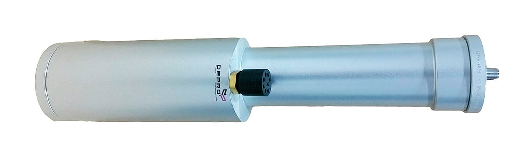 Electrical brushless subsea servo motor isolatet with white background.