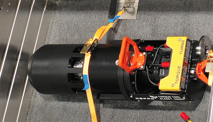 Torque Tool for subsea use in a transport box