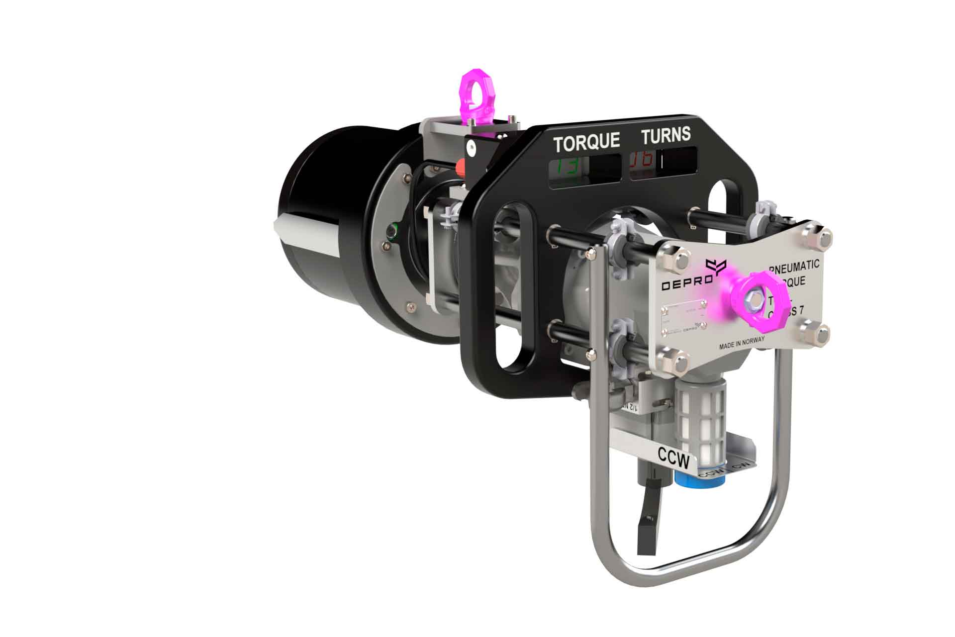 Torque-Tool-pneumatic1 Pneumatic Torque Tool (pTT) for subsea use is designed to be operated as a stand alone tool.